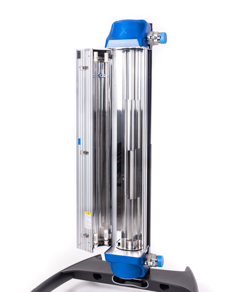 Hallet UV Pure 1000 Lamps inside Potable Dual Bulb UV, 100 GPM, 1000P open with U/V lamps showing - product image