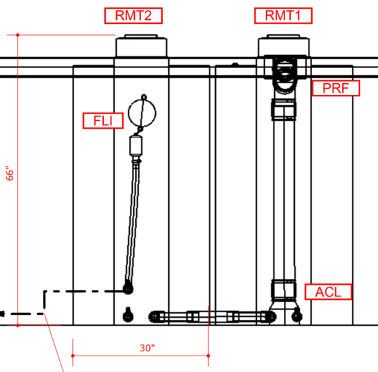 product image of a dual tank (2000L) rainwater harvesting system drawing - Canada